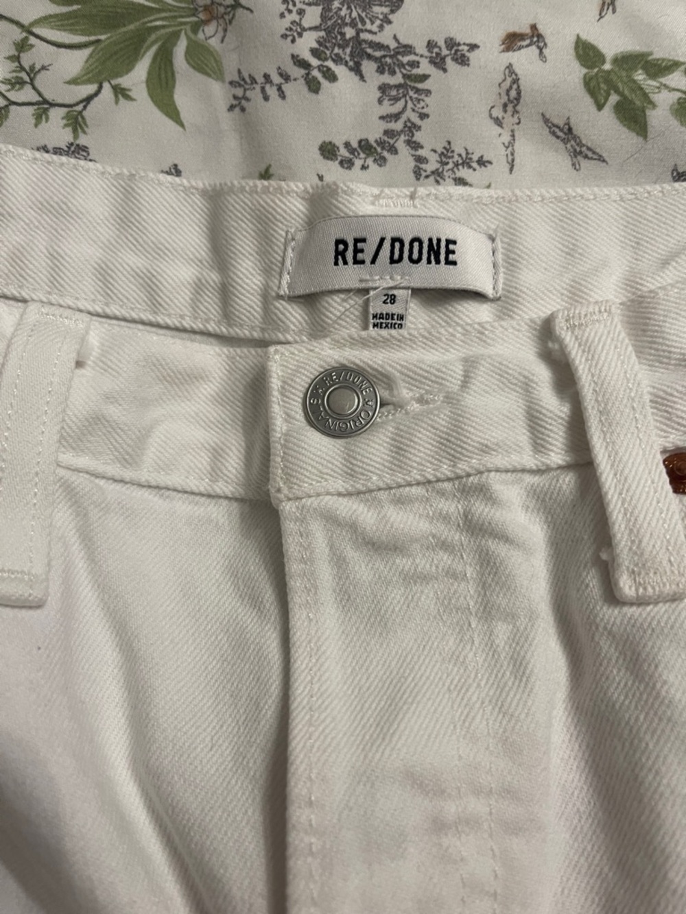 Re/Done White High-Rise Denim Shorts